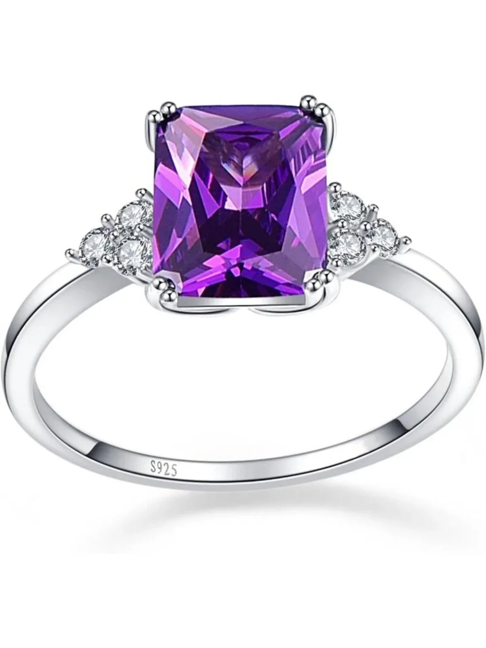 3.5CT Sterling Silver Engagement Ring, Radiant Cut CZ Wedding Band, Birthstone